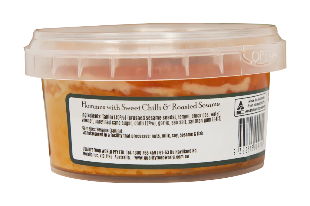 2009004 Olive Branch Sweet Chilli & Roasted Sesame Hommus 200G-Back 2.webp
