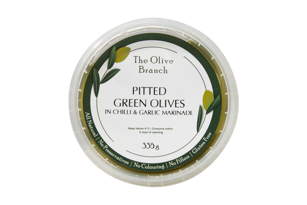 2507314 OB Pitted Green Olives in chilli & garlic marinade 335g-TOP.webp