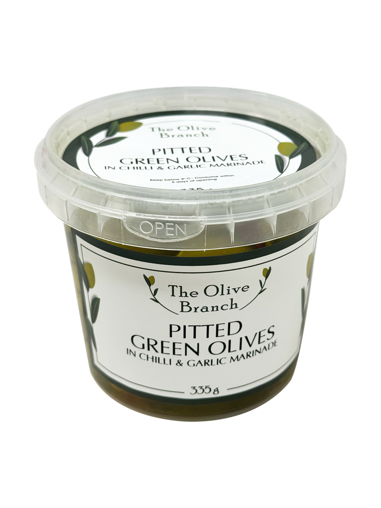 2507314 OB Pitted Green Olives in chilli & garlic marinade 335g-ANGLE.webp
