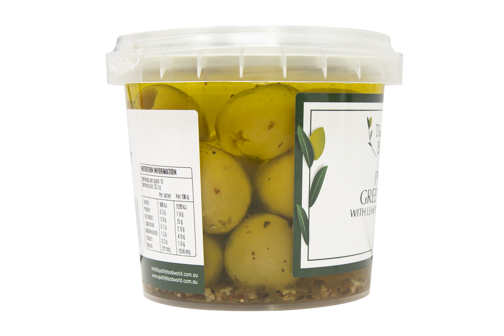 2507383 OB Pitted Green Olives w lemon, garlic & herbs 335g-SIDE.webp