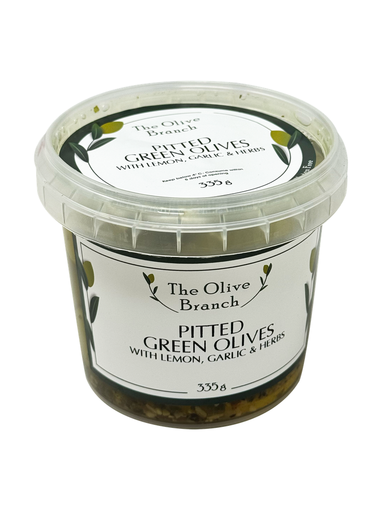 2507383 OB Pitted Green Olives w lemon, garlic & herbs 335g-ANGLE.webp