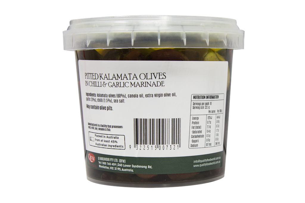 2507321 OB Pitted Kalamata Olives in Chilli & Garlic 335g-BACK.webp
