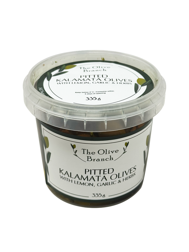 2507406 OB Pitted Kalamata Olives w. Lemon, Garlic & Herbs 335g-ANGLE.webp