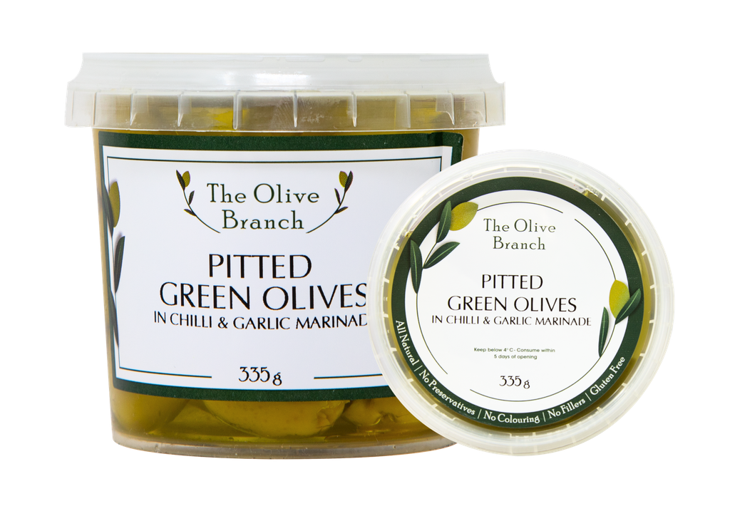 OB Pitted Green Olive Chilli & Garlic 335G
