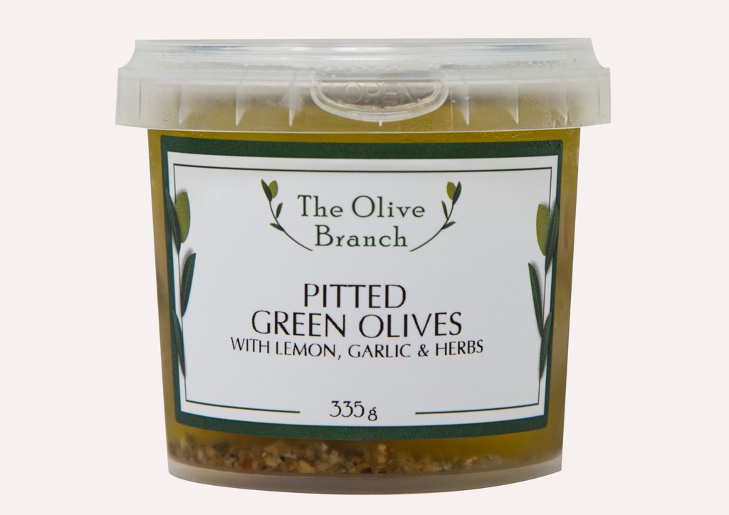 OB Pitted Green Olives With Lemon Garlic & Herb 335G
