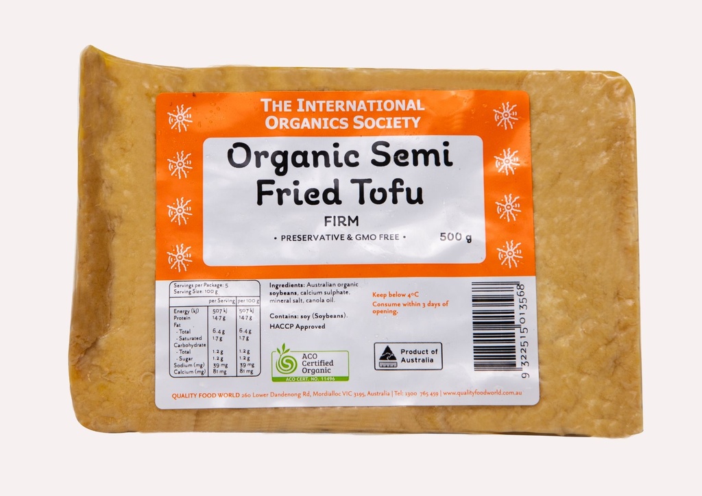 IOS Organic Semi Fried Tofu (Firm) 500G